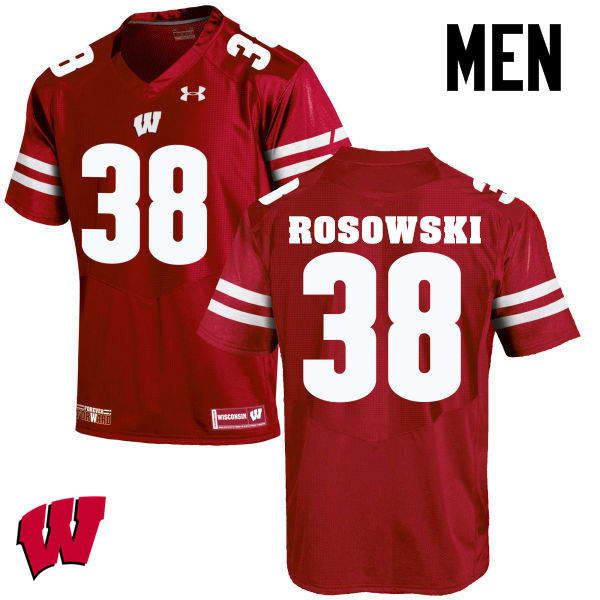 Men Wisconsin Badgers #38 P.J. Rosowski College Football Jerseys-Red - Click Image to Close